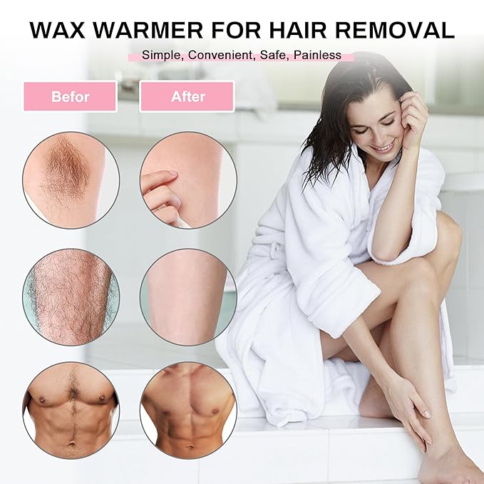 Professional Waxing Kit Wax Warmer Single Pot Wax Heater Machine for Hair Removal, Large Waxing Pot with Non-Stick Easy Clean Pot, 50 Sticks & 20 Collar, for Spa Salon Beauty Esthetician Home (Black)