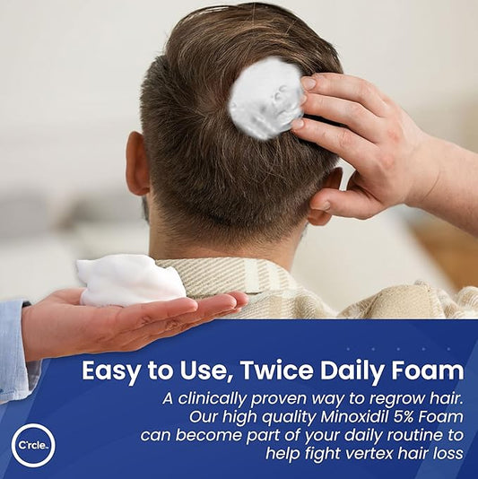 Minoxidil for Men Foam 5% - Unscented 3 Month Supply - Helps Restore Vertex Hair Loss & Thinning - 5% Minoxidil Foam For Men - Extra Strength Supports Hair Regrowth