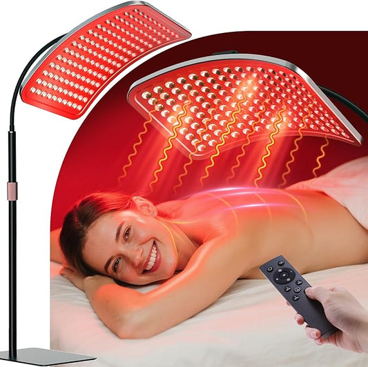 Aulanto Red Light Panel, Red Light Therapy for Body and Face, Adjustable 5 Energy Levels & 6 Modes, 660nm and 850nm Infrared Lights Panel Device with Adjustable Holder for Facial and Full Body