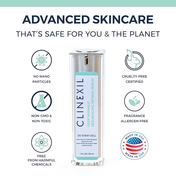 Anti-Aging Retinol Collagen Serum for Face- 1% Encapsulated Retinol, Niacinamide & Hyaluronic Acid Improves Wrinkles, Hydration, Skin Texture. Gentle for Sensitive Skin-Fragrance Free-1 FL OZ