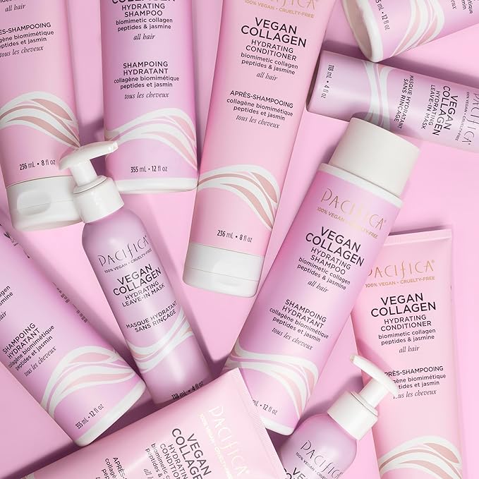 Pacifica Vegan Collagen Hydrating Hair Shampoo -w/Avocado Oil, Vitamin B5 - Adds Shine & Restores -for Dry & Damaged Hair - Sulfate Free Natural Clean Beauty Vegan & Cruelty-Free Dermatologist Tested