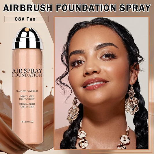 Airbrush Foundation Makeup Spray Full Coverage Foundation for Mature Skin,Long-lasting Airbrush Flawless Setting Spray,Waterproof Foundation for Smooth Radiant Skin (08 Tan)