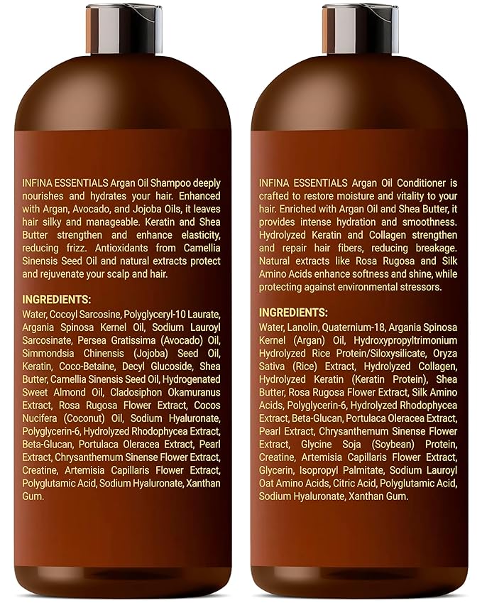 Argan Oil Shampoo and Conditioner Set for Men and Women - Hydrating and Nourishing Sulfate Free Shampoo Conditioner Set for All Hair Types - Hydrating and Nourishing Daily Hair Care - 16 fl oz Each