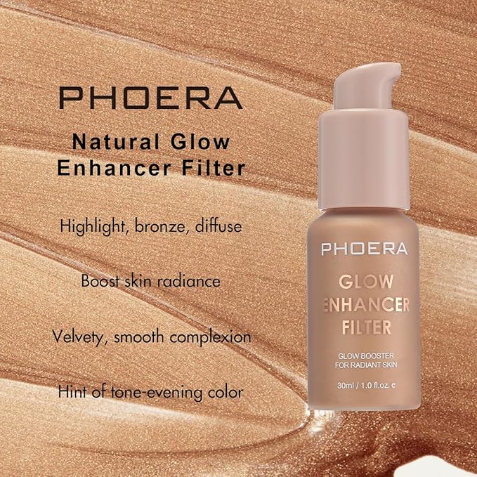 PHOERA Skin Glow Tint Foundation,Natural Radiant Longwear Filter Effect Silk Perfect Glow Flawless Foundation. (02 Light)