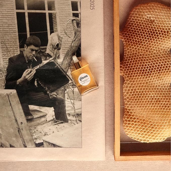 Gisou Honey Infused Hair Oil Mini, Hydrating & Frizz Control Treatment with Mirsalehi Honey & Botanical Oils, Shine & Heat Protectant for All Hair Type, 20ml