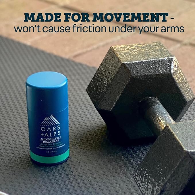 Oars + Alps Deodorant for Men & Women, Aluminum Free Deodorant for Men, Dermatologist Tested, Clean Ingredients, Non Toxic, Vegan, Long Lasting, Deep Sea Glacier, 2pk, 2.6oz