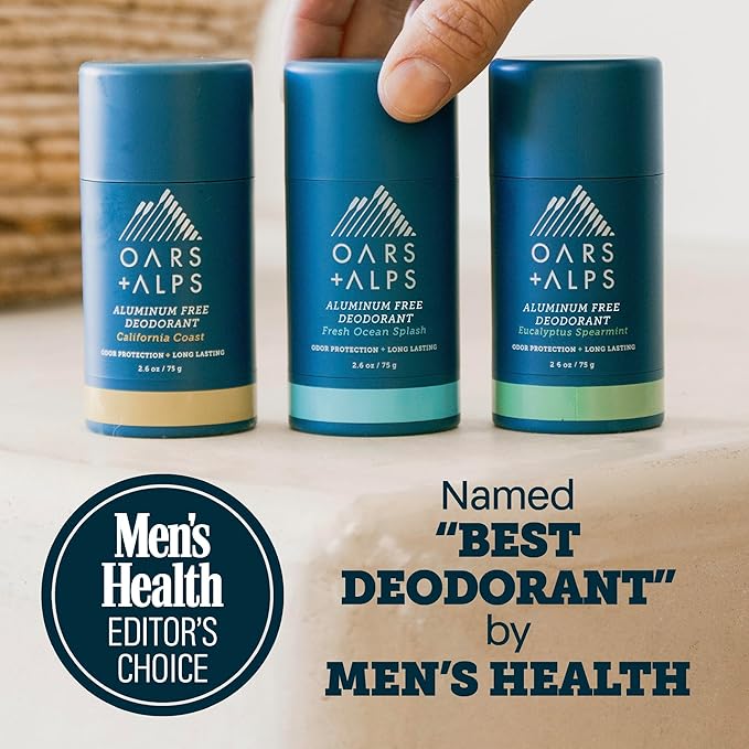 Oars + Alps Deodorant for Men & Women, Aluminum Free Deodorant for Men, Dermatologist Tested, Clean Ingredients, Non Toxic, Vegan, Long Lasting, Odor Protection, Variety Pack 3pk, 2.6oz