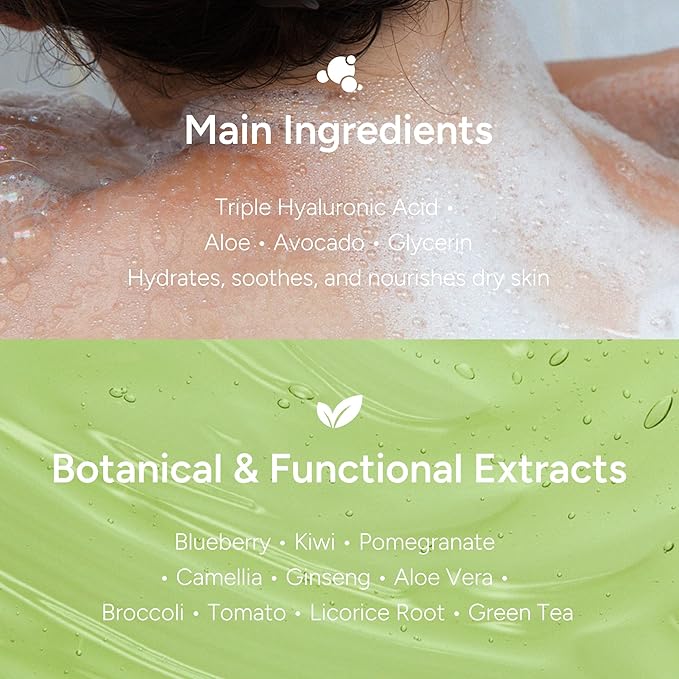 Korean Body Wash with Hyaluronic Acid & Aloe – Hydrating Moisturizing Cleanser for All Skin – Infused with Natural Extracts – Paraben & Silicone-Free – Peach Floral Musk, 500ml / 16.9 fl oz