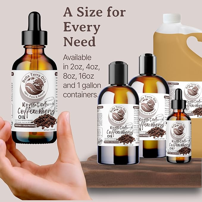 Bella Terra Oils – Roasted Bean Oil 8 oz – Pure Extract from Roasted Seeds, Enriched with Fatty Acids, An Elixir for Skin