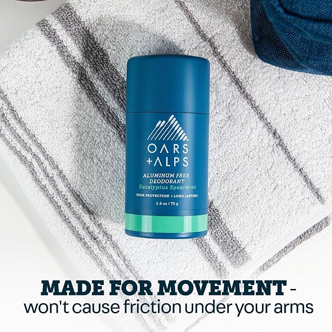Oars + Alps Deodorant for Men & Women, Aluminum Free Deodorant for Men, Dermatologist Tested, Clean Ingredients, Vegan, Long Lasting, Odor Protection, Eucalyptus Spearmint, 2pk