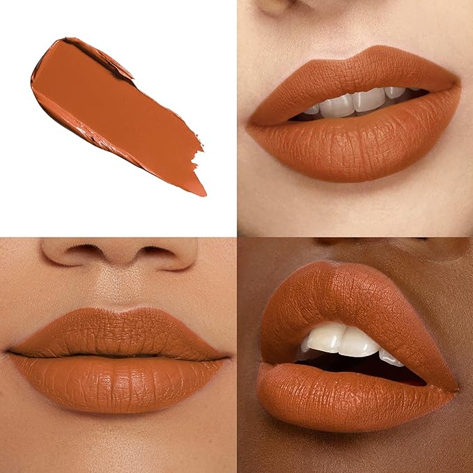Brown Lipstick Long Lasting, Matte Liquid Lipsticks for Women Non Transfer Smudgeproof Smooth and Easy to Appy Cruelty Free Lip Color, M60 Caramel