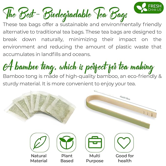 FreshDrinkUS Premium 60 Mango Leaf Tea Bags, 100% Natural & Pure. Loose Leaf Herbal Tea. No Sugar, No Caffeine, No Gluten, Vegan