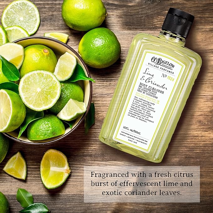 C.O. Bigelow Lime Coriander Body Wash, Village Perfumer Moisturizing Body Wash with Aloe Vera, 10 Fl Oz
