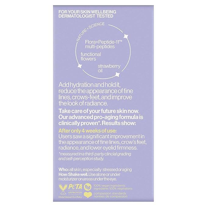 Pacifica Future Youth Time Shift Eye Serum – Peptide Eye Serum for Fine Lines & Dark Circles, Lifting & Firming Under Eye Treatment w/Flora + Peptide-11, Unscented Hydrating Gel for All Skin Types