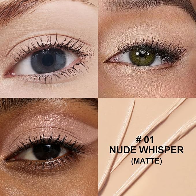 Dual-Ended Cream Eyeshadow Stick, Matte Nude Waterproof Long-Lasting Crease-Proof Neutral Eye shadow Pencil for Women, Smooth Blendable Eye Shadow Crayon with Built-in Smudger, 01 Nude Whisper