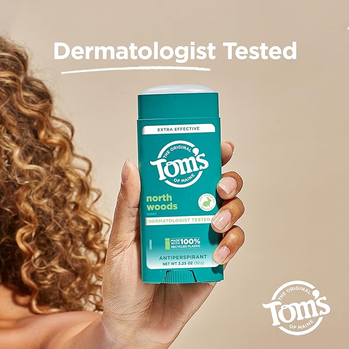 Tom’s of Maine North Woods Antiperspirant Deodorant for Men and Women, 48 HR Odor & Sweat Protection, Patchouli and Lavender Scent, 3.25 oz, 2-Pack