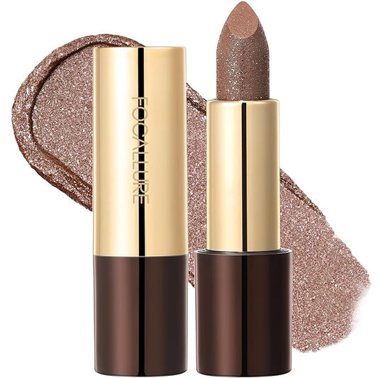 FOCALLURE Glisten Opal Shine Lipstick, High Impact Lip Color, Moisturizing Tinted Lip Balm, Lightweight & Hydrating Formula for Lip Care, COWGIRL