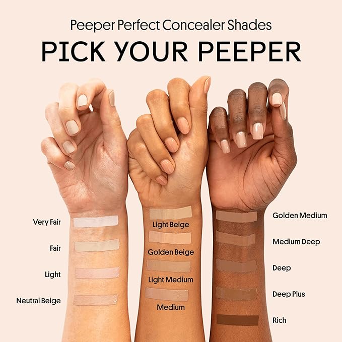 Winky Lux Peeper Perfect Under Eye Concealer, Makeup & Eye Brightener, Full Coverage Concealer for Dark Circles, Color Corrector & Eye Primer, With Collagen, Hyaluronic Acid & Vitamin E (Golden Beige)