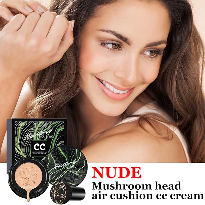 CAHIUYOA Mushroom Head Air Cushion CC Cream BB Cream Mushroom Head Foundation Full Coverage Foundation Makeup Long Lasting Moisturize Matte Concealer - 04 Nude