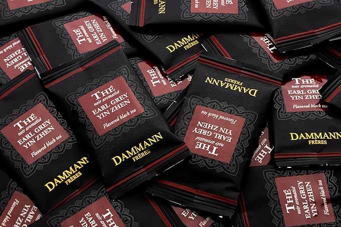 Dammann Freres Sachets, Earl Grey Yin Zhen Tea Bags, Premium Gourmet French Black Tea, Blend Bergamot, Individually Wrapped, 24 Count (Single Pack)