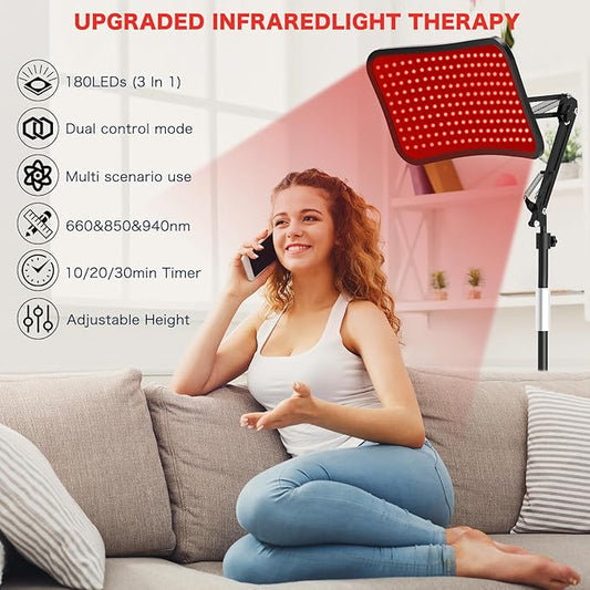 Red Light Therapy for Body and Face, 660nm 850nm 940nm Infrared Redlight Therapy Led Lamp Device with Stable Stand and Large Panel for Body, with Protective Glasses for Home Use