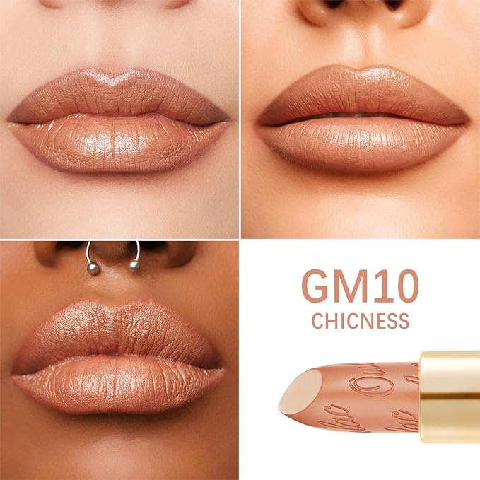 Oulac Nude Matte Lipstick with Glow Metallic Finish - Vegan Lipstick for Women, Creamy Texture, Hydrating Clean Beauty Formula, High-End Magnetic Hook Design, GM10 Chicness
