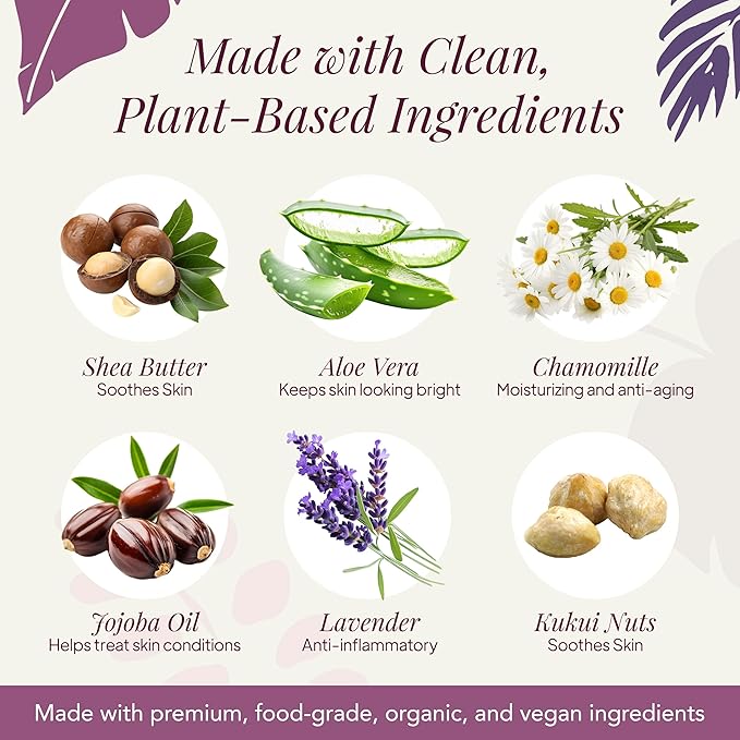 Saavy Naturals Body Wash Lavender Chamomile Plant-Based Ingredients - Made In USA - Sensitive Skin Body Wash - Organic Formula With Coconut Oil,Shea Butter, And Aloe Vera - 8.5 Fl Oz, 2 Pack