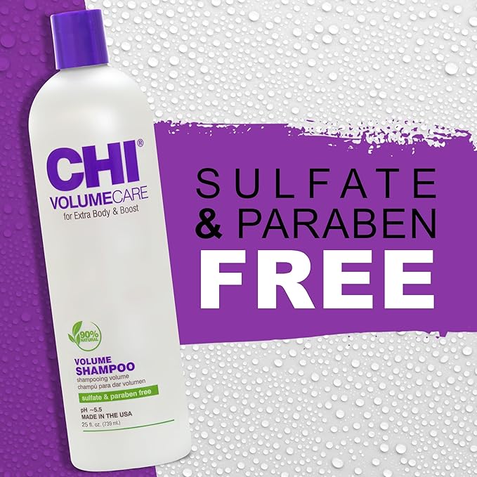 CHI VolumeCare Volumizing Shampoo, Increases Volume on Thin, Fine, or Flat Hair, Balances Moisture, Sulfate, Paraben, & Cruelty-Free, 25 Oz