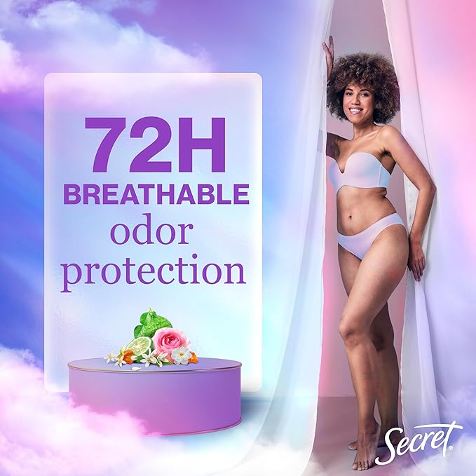 Secret Fresh Antiperspirant Deodorant for Women, 72hr Breathable Sweat & Odor Protection, Instant Freshness & Gentle, PH Balancing Minerals, Invisible Solid, Hidden Oasis Scent, 2.6 oz