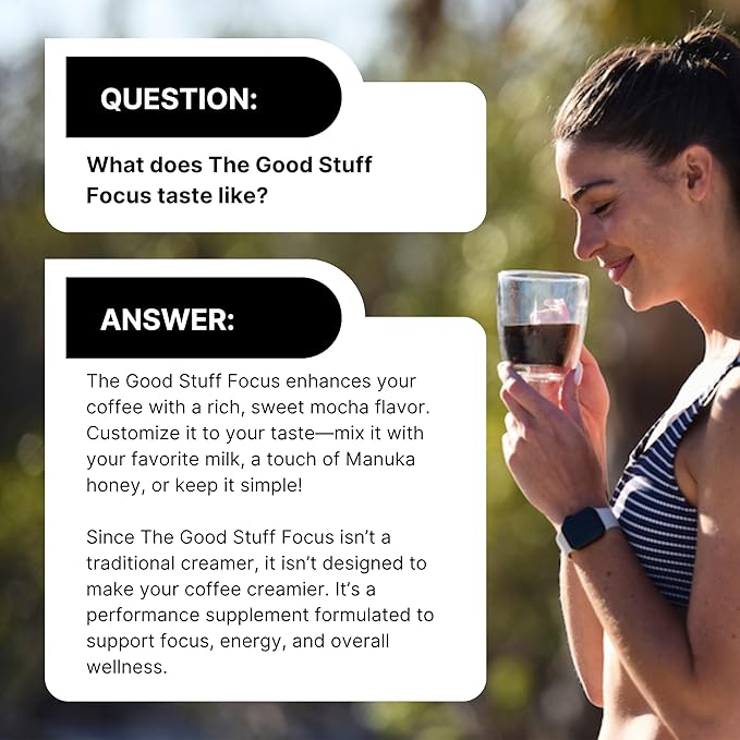 For Wellness The Good Stuff Focus – Mocha Coffee Booster | Nootropic Collagen Creamer with MCTs for Focus, Energy & Wellness | Non-Dairy, Keto-Friendly, 14 Servings