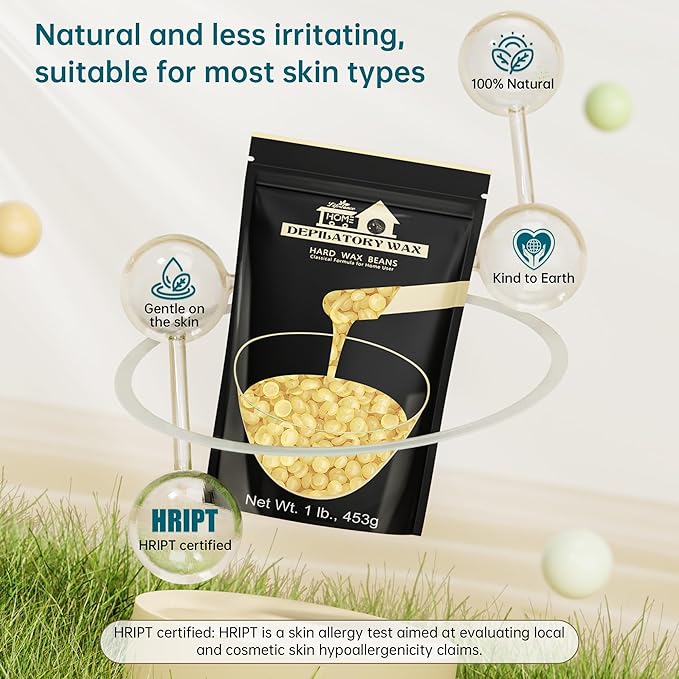 Lifestance Honey Waxing Beads, 1LB Coarse Hair Removal Wax Beans for Face, Eyebrow, Brazilian Bikini, Sensitive Skin at Home for Women and Men