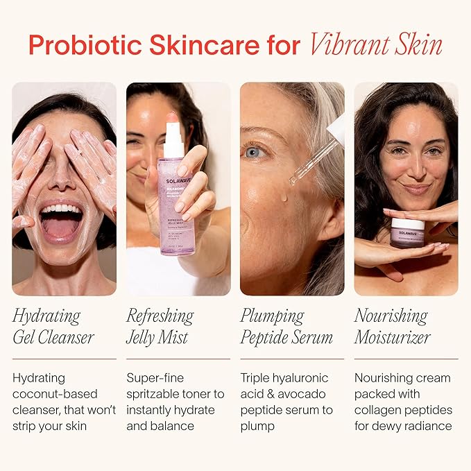 Solawave Probiotic Gel Facial Cleanser with Prebiotics and Pro Vitamin B5, Hydrating and Soothing Formula to Remove Makeup and Reduce Blemishes - Non-Comedogenic for All Skin Types (3.4 FL OZ)