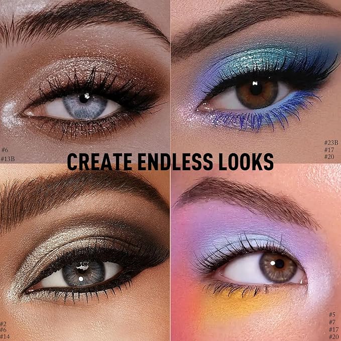 Blue Eyeshadow, Shimmer Glitter Cream Eye Shadow Stick Waterproof Long Lasting Neutral Smoky Eyeshadow Pencil Highlighter Makeup High Pigmented Blendable Eyeliner Pen for Women