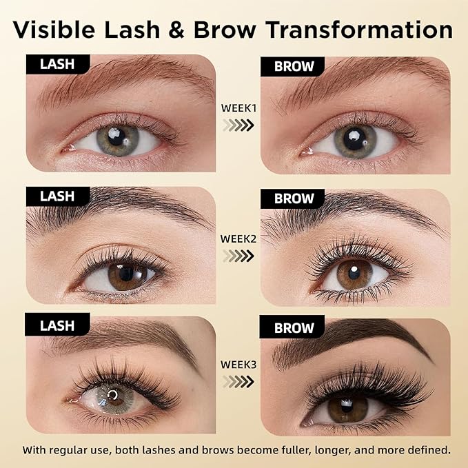 ASAMO Eyelash & Eyebrow Growth Serum - 2-in-1 Lash & Brow Enhancer for Longer, Thicker, Fuller Looking Lashes - Advanced Peptide Formula, Vegan & Cruelty-Free, Safe for Sensitive Eyes - 3ml