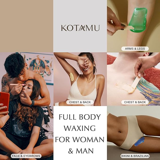 KOTAMU Waxing Kit for Women & Men, Wax Warmer for Hair Removal, Digital Wax Kit with Silicone Pot，Ideal for Face Eyebrow Arm Legs Armpit &Sensitive Skin, Pink Waxing Machine for Home Salon Use