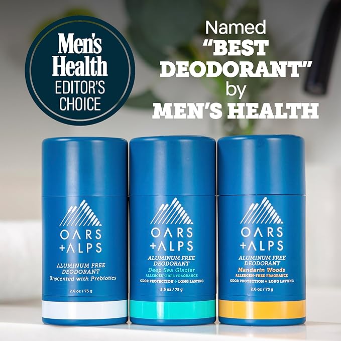 Oars + Alps Deodorant for Men & Women, Aluminum Free Deodorant for Men, Dermatologist Tested, Clean Ingredients, Non Toxic, Vegan, Long Lasting, Variety Pack, 3pk, 2.6oz