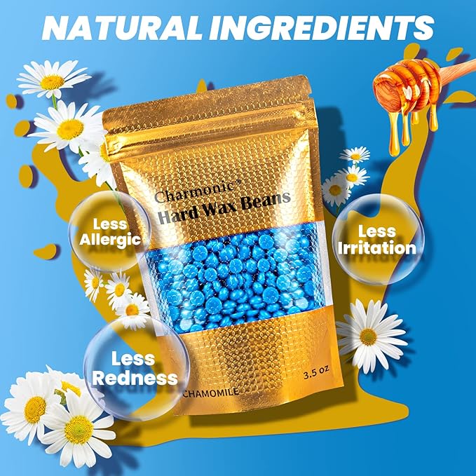 Charmonic Hard Wax Beads, 10lb, Bulk Hair Waxing Beads for Face, Eyebrow, Brazilian, Legs, Body and Bikini Hair Removal, Wax Beans, at Home Waxing Kit for Women & Men
