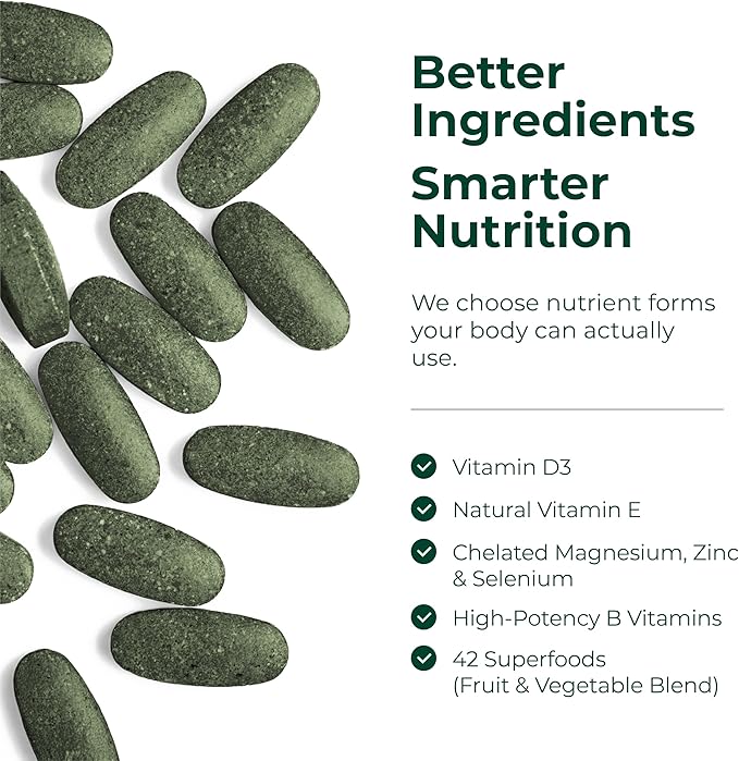 Vegan Multivitamin for Women & Men - Essential Multivitamins & Multiminerals 90 Tablets with Vitamin B12, A, D, C, Zinc, Magnesium & More for Total Body Wellness - 23 Key Nutrients & Vitamins