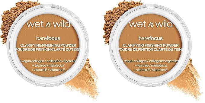 wet n wild Bare Focus Clarifying Finishing Powder | Matte | Pressed Setting Powder Medium-Tan (Pack of 2)