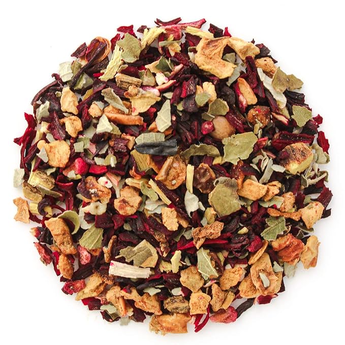 Teabloom Organic Herbal Tea, Wildberry Mélange Loose Leaf Tea, Berry Flavor Herbal Tea, USDA Organic Certified and Kosher Certified Fruit Tea Blend, 3.88 oz/110 g Canister Makes 35-50 Cups