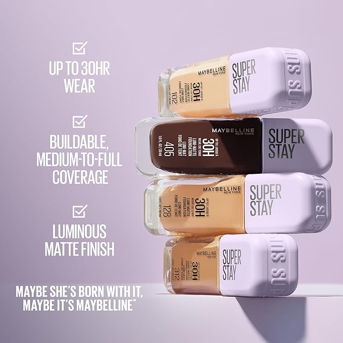 Maybelline Super Stay Lumi-Matte Foundation, Lightweight and Buildable Full Coverage Foundation Makeup For Up To 30HR Wear, 400, 1 Count (Pack of 2)