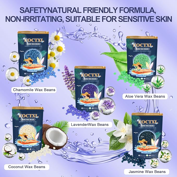 Premium Waxing Kit for Women, Wax Warmer Hair Removal at Home with Beads & Silicone Pot, Hard Wax Warmer for Face, Legs, and Body, Machine, 5 Pack Beads, Accessories, Black