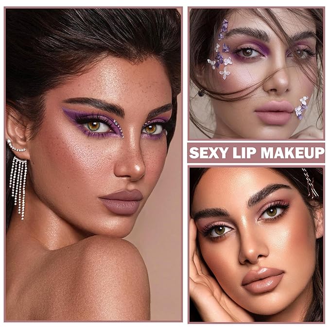 3PCS Matte Nude Lipstick Paper Tube Silky Velvet Lip Gloss Stain Non-Stick Cup, Long Lasting for Women Daily Lip Makeup - Light Pink, Amber