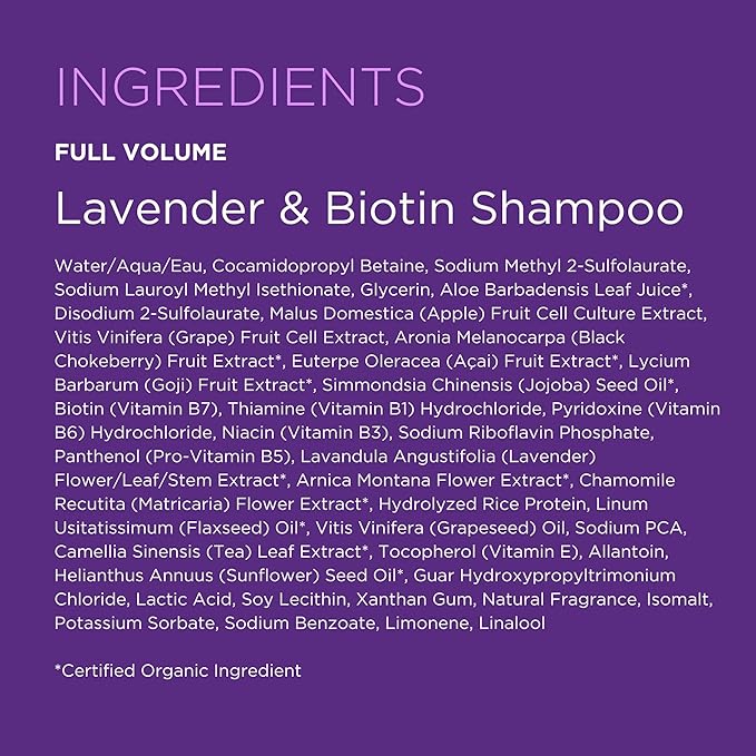 Andalou Naturals Lavender & Biotin Full Volume Shampoo,Purple,11.5 Fl Oz (Pack of 1)
