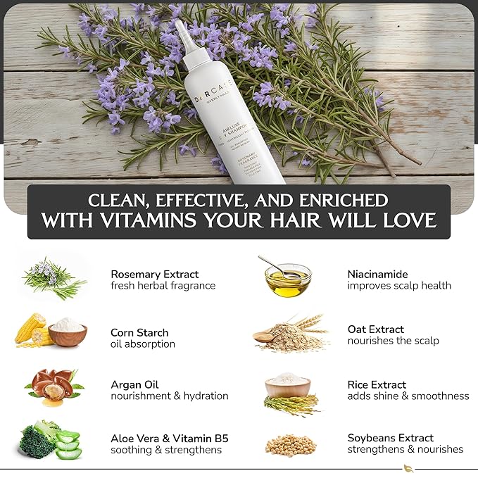 DARCASE Premium Dry Shampoo for Women - Non Aerosol Dry Shampoo Powder - Talc-Free & Hair Refreshing Powder Shampoo for Men & Women - For All Hair Types - 6.5oz - Rosemary