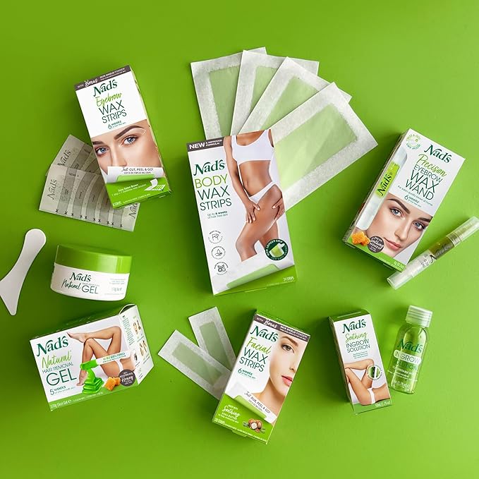 Nad's Body Wax Strips Hair Removal For Women At Home plus 4 Calming Oil Wipes, 24 Count