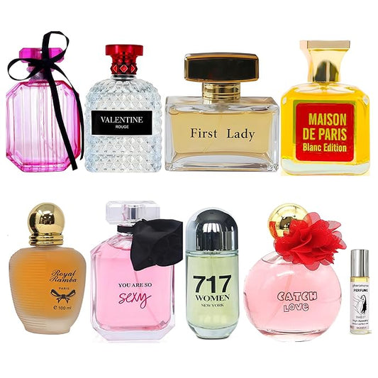 8-Piece Women's Perfume Collection with 10ml Rollerball, EDP Set, Variety of Long Lasting Fragrances for Women (combo J)