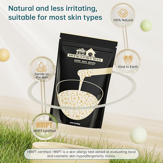 1lb Hard Wax Beans, Lifestance Wax Beads Hair Removal Hard Wax Kit for Thin & Fine Hair, Sensitive Skin, Waxing Beads for Face, Chin, Eyebrow, Bikini