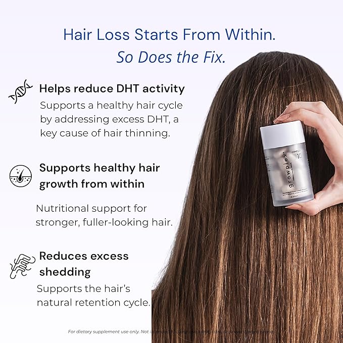 Complex10 Hair Support Supplement with Biotin, Collagen & 10 Essential Nutrients – Supports Healthy, Stronger-Looking Hair – 30 Capsules for Men & Women