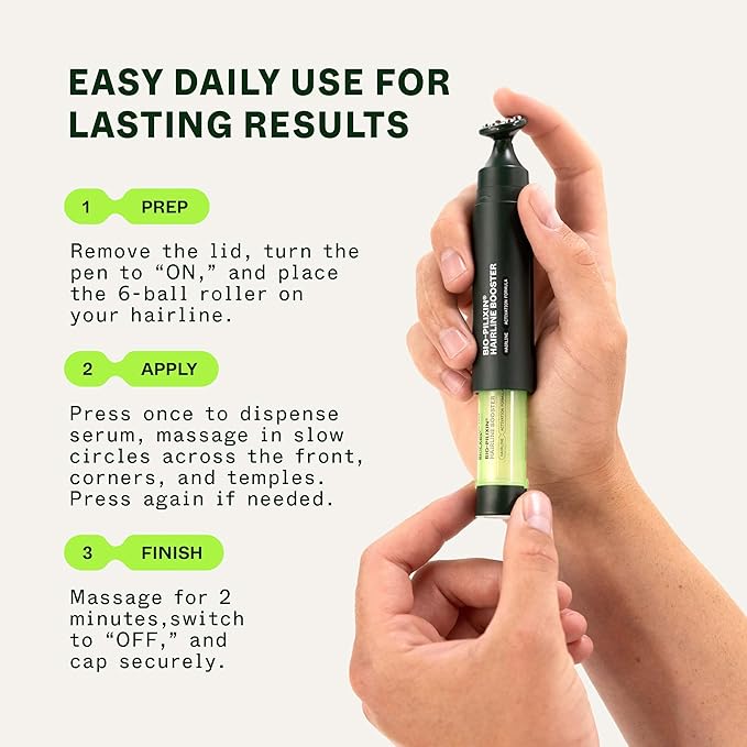 Scandinavian Biolabs Bio-Pilixin® Hairline Booster | Hair Activation Formula with a Massaging Applicator, For Hairline Longevity, Vegan, 15 mL/ 0.5 oz